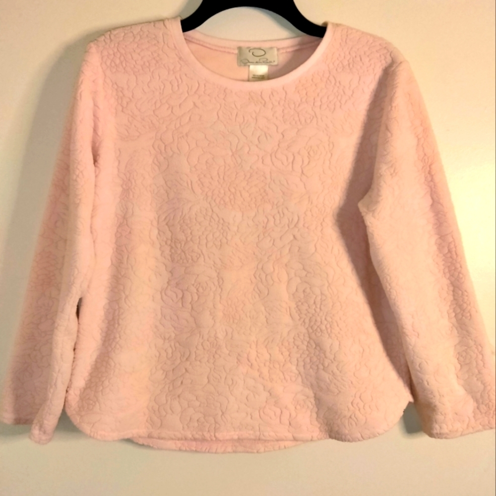Oscar de la Renta (Size S) Pink Floral Print Pullover Sweater